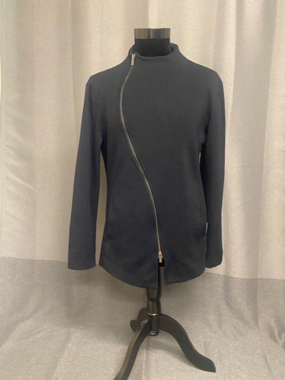 Emporio Armani Mens Cardigan Jacket Curved Zipper Med Knit Structured - Picture 2 of 16